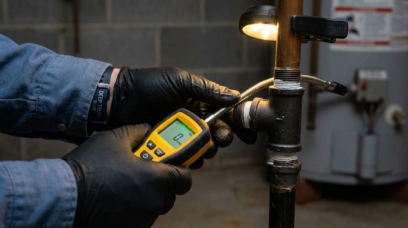 Gas leak detection with electronic sniffer by Johns Plumbing LLC in Magee