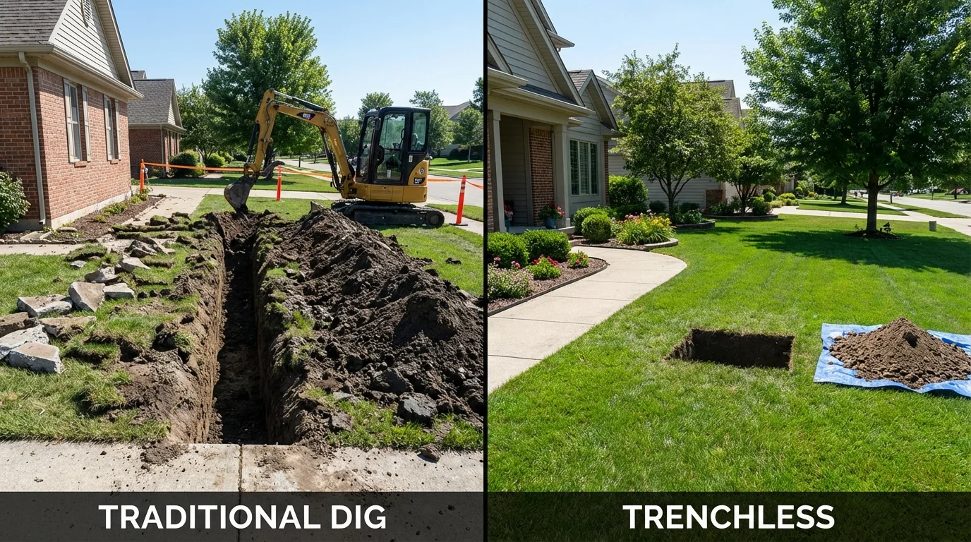 Trenchless sewer repair with minimal yard damage versus traditional excavation in Magee, MS